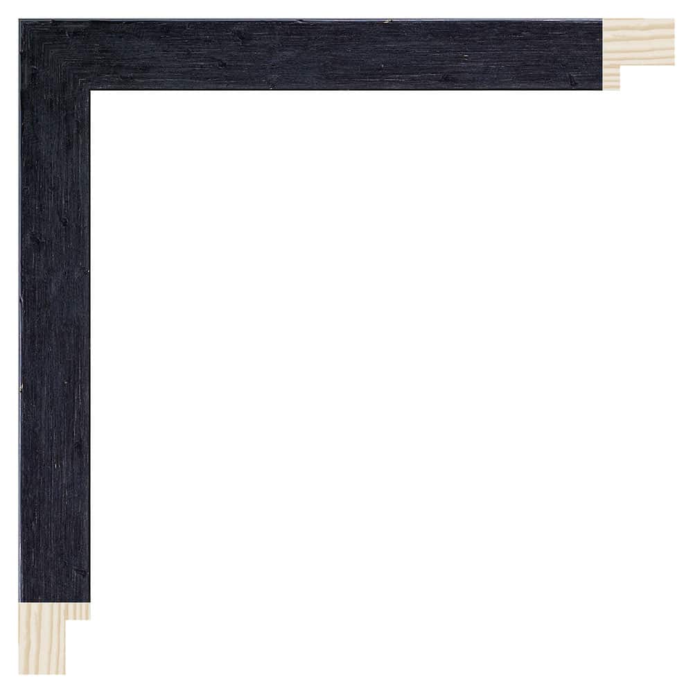 Rå sort liste m/sort kant, 20 x 20 mm