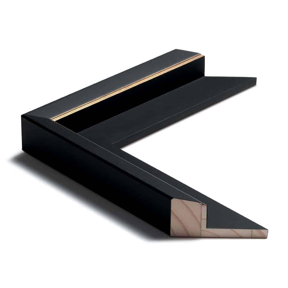Mat sort m/smal guld svævel., 60 x 40 mm - Billede 3
