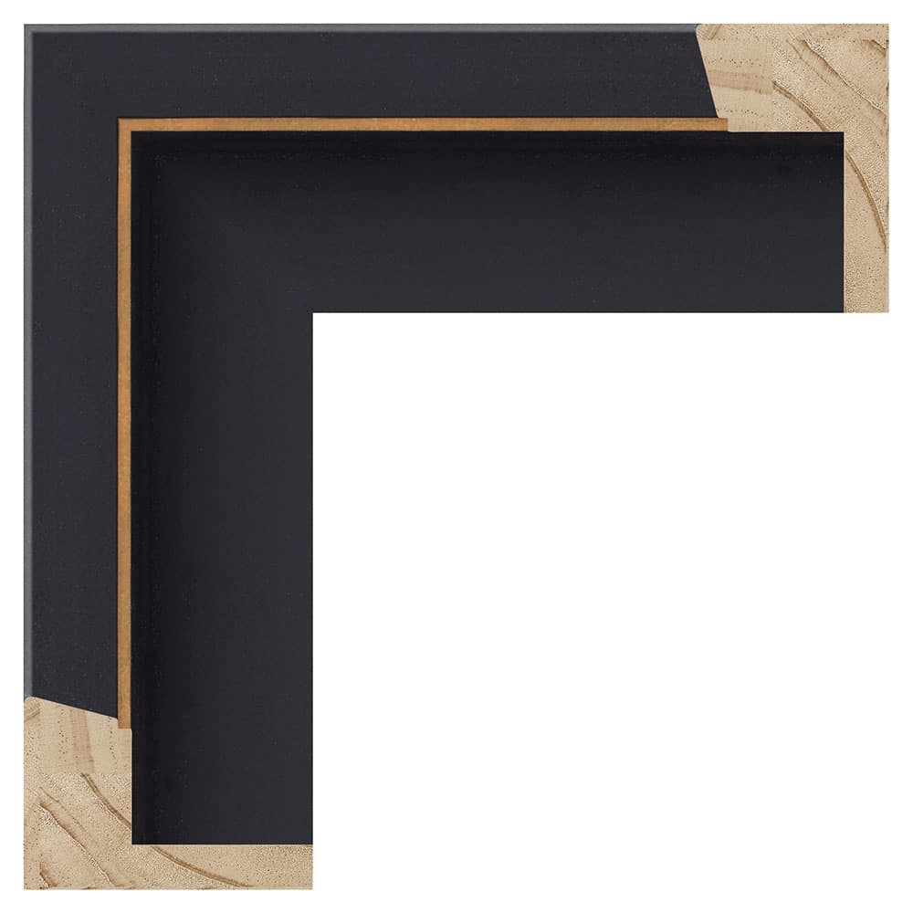 Mat sort m/smal guld svævel., 60 x 40 mm