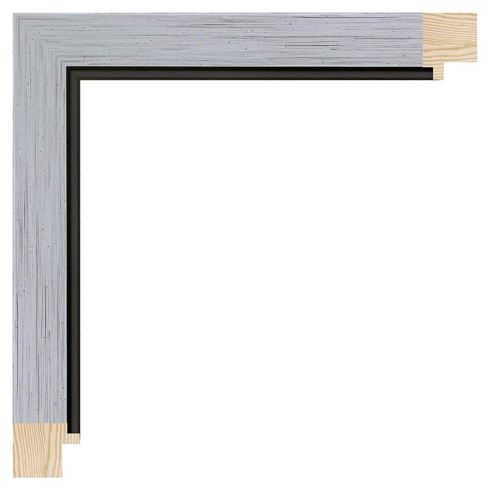 Børstet sølv liste m/sort næse, 26 x 21 mm